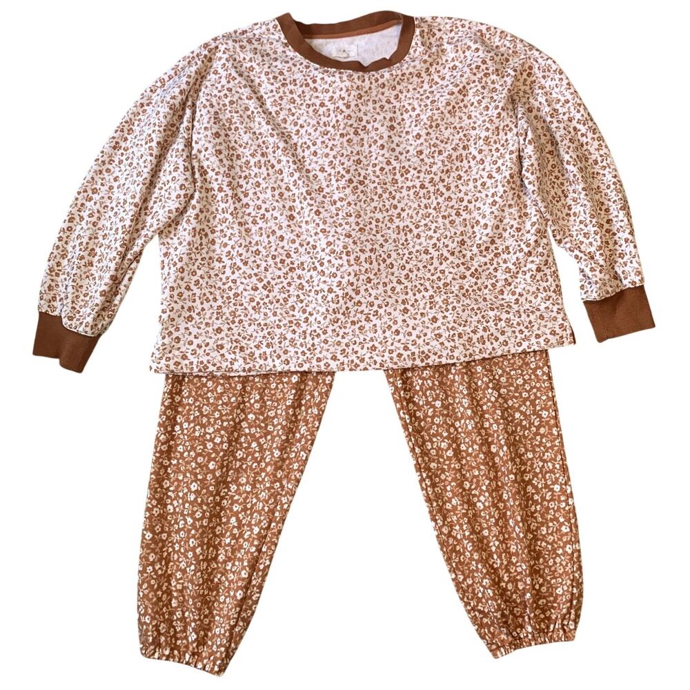 LOU & GREY SignatureSoft Pajamas Loungewear Size XL 2 Piece Brown Cream Pant